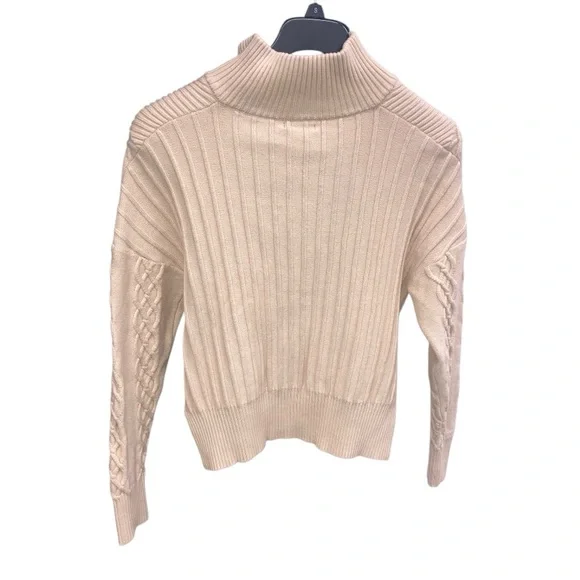 Women's Cable Knit Sweater - Cream 74 % VISCOSE 26 POLYAMIDE SIZE MEDIUM - Picture 5 of 7